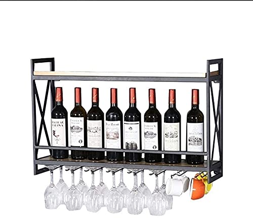 Casier à vin mural double couche avec rangement pour verres et bouteilles - 2