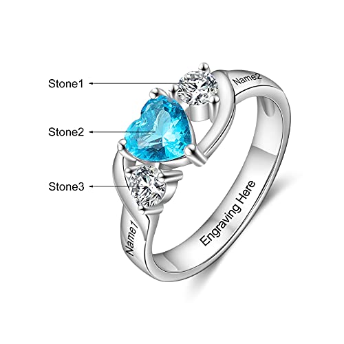 Personalized Promise Rings for Her with Simulated Birthstone Couples Names Love Forever Engagement Rings for Women4