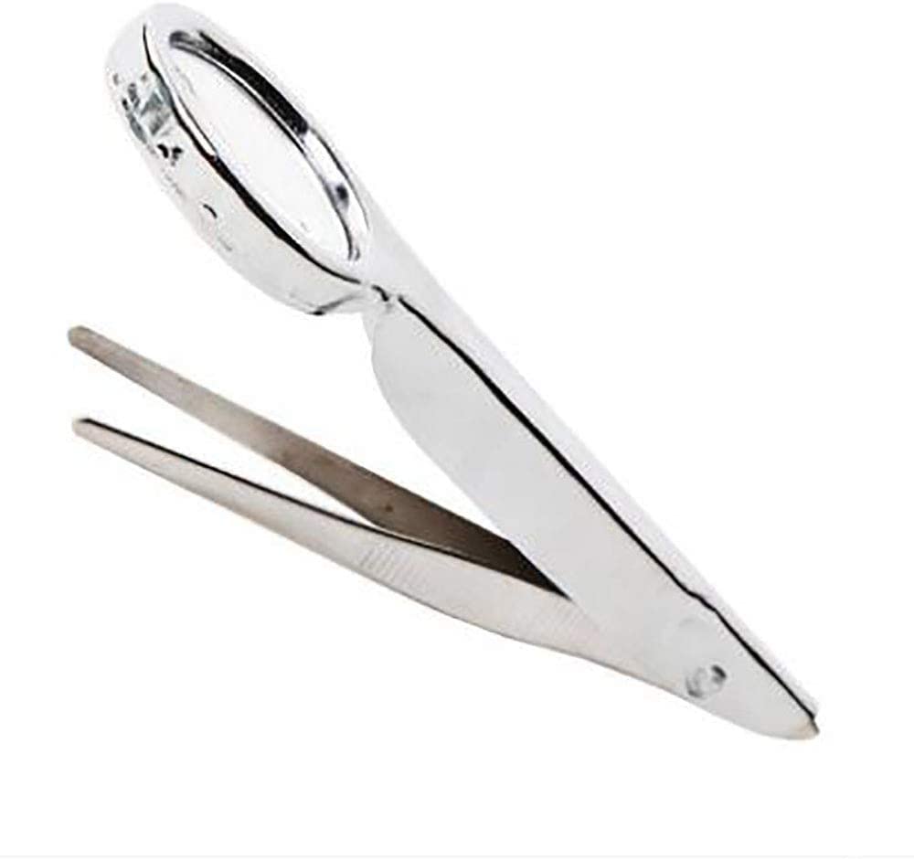 Lente d'Ingrandimento Tascabile a Specchio da 24 mm Pinzette per Cintura in Acciaio Inossidabile palmare Pizzico Clip per Sopracciglia Manutenzione Testa Nera Rilevamento Portatile Lenti