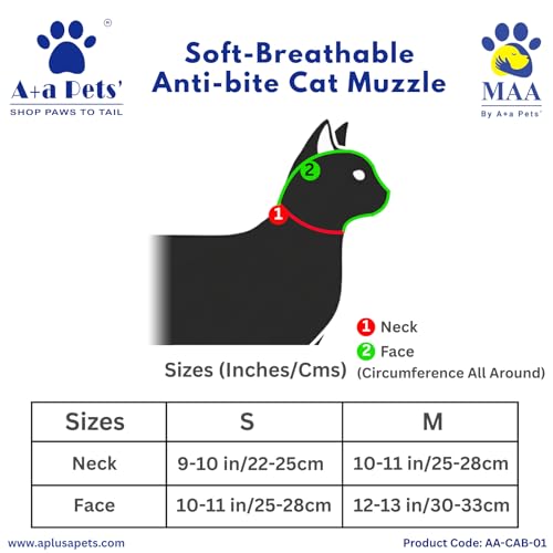 Image of A+a Pets' MAA Cat Muzzle | Anti-Bite Mask | Soft & Breathable Cotton (Eyes Open, M)