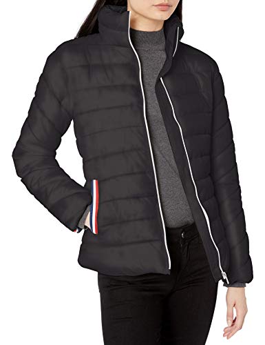 Pink Platinum Women's Poly CIRE Puffer W/Taping Detail, Black, L