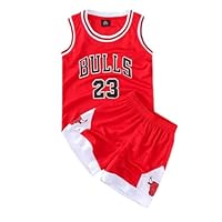 FASIOHDIO Basketball Trikot Kinder 2 Stücke,Basketball Kinder Trikot and Shorts, Jungen Trikot Basketball Kinder,Basketball Trikot Set für 4-14 Kinder,Basketball Trikot Kinder (Red, 12-14 years/2xl)