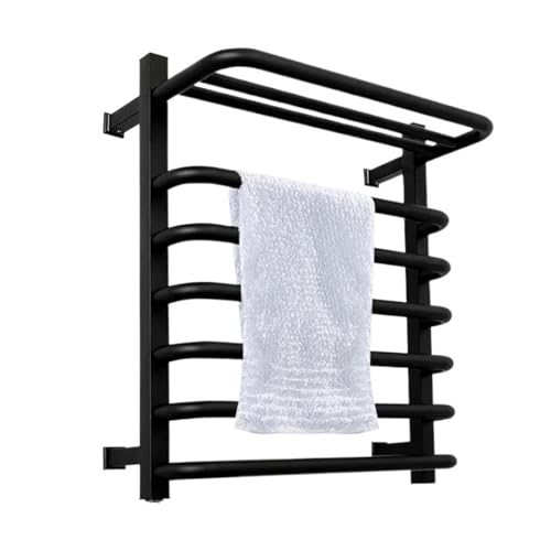 Bathroom Electric Heated Towel Rail Stainless Steel Towel Heater Thermostatic Electric Towel Rack Household Towel Warmer (Black Hidden Wire)