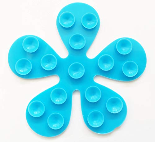 Papillon Non-slip bath flowers-Incl suction pads-set/6 assorted colours-Ø10,5, PVC, Yellow, Lilac, Pink, Orange, Green, Blue, 10,5 x 10,5 cm