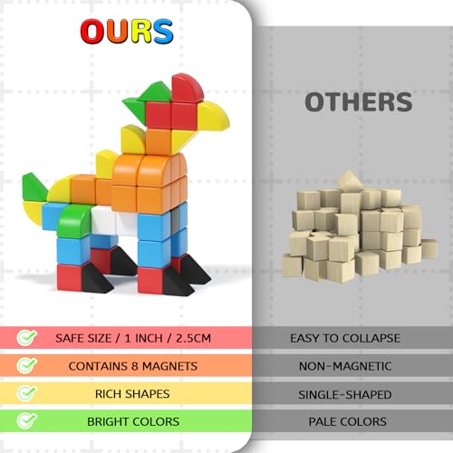 Image of Hiwawind 84pcs Magnetic Blocks,Toys for 3 Year Old Boys & Girls, Sensory Toys for Kids with Autism, STEM Preschool Montessori Toys for Toddlers 3-5, Christmas Toys Birthday Gifts for Grandkids