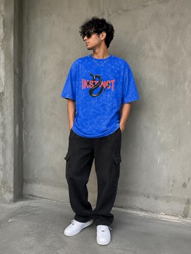 Image of boffi ... 100% Cotton Oversized T-Shirt Unisex Drop Shoulder Dye Washed Street Look Black Pack of 1
