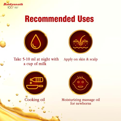 Image of Baidyanath Pure Rogan Badam Almond Oil | 100% Pure Sweet Almond Oil for Hair, Skin & Heart Health, Rich in Vitamin E & Antioxidants | 100 ml