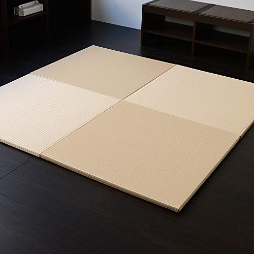 こうひん 日本製 縁なし 置き畳 ユニット畳 『メディア』 4枚セット 82×82cm 国産和紙製 カラー:15 白茶色(ダイケン 健やかおもて) 置くだけで簡単に畳空間を演出 厚さ2.5cmの【本格タイプ】 すべり止め付き