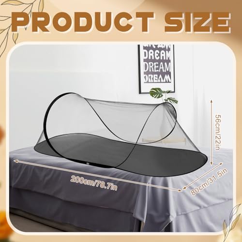 Image of Large Pop up Mosquito Net for Camping Portable Foldable Mosquito Tent Bug Net Bed Travel Patio Outdoor 78 x 31 x 22 Inch Bug Netting Mesh Tent Canopy for Adults Baby Bedroom, Black