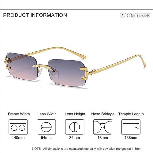 Small Frame Rimless Sunglasses Women Metal Rectangle Sun Glasses for Men UV400 Frameless Gradient Eyewear Uv4003