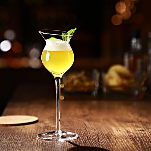 FLYILIA ブランデーグラス 斜め口 カクテルグラス テイスティンググラス クリスタルガラス ワイングラス おしゃれ 業務用 来客用 家庭用 ガラスコップ シャンパン マルガリータ マティーニ ウイスキー 独創性 個性的 インスタ映え 贈り物 バー ス