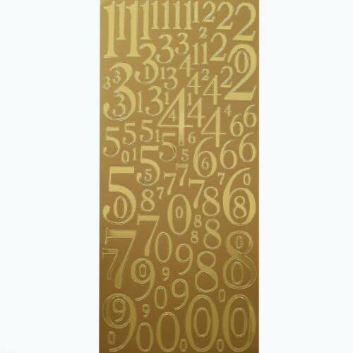 TRTO Card Making Number Stickers Craft Peel Off Gold/Silver Set Outline Digits 0-9 Easy to Use for Decoration