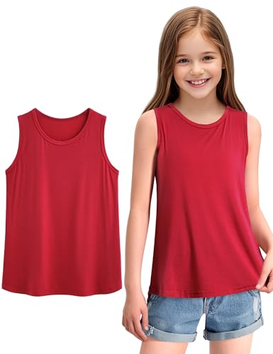 Image of KEREDA Girls Tank Tops Flowy Loose Fit Sleeveless Shirts Summer Tunic Tops