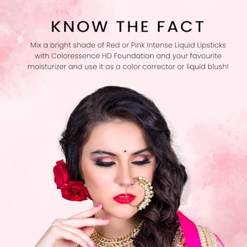 Image of Coloressence Intense Liquid Lip Color | Long Lasting, Smudgeproof, Waterproof and Intense Color Formula for Long Lasting Effect | 9+ Hours Intense Wear & Velvety Matte Finish | Cranberry Crush | 8ml