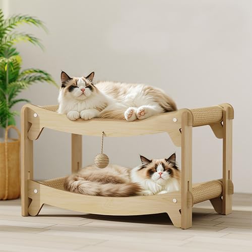 猫 ソファ型 双層爪研ぎベッド 小型?大型猫対応 大空間 つめとぎ 麻布タイプ 吊り下げ式おもちゃボール付きの大型キャットコンドミニアム 室内猫用の頑丈な省スペースキャット家具 猫用ベッド 夏用 抜け毛のない猫用リクライニングチェア 2段/3段オプション