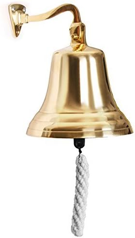 Ships Bell Pub Last Orders Bell Wall Mountable - Ideal for Pubs & Home Bars - Elegant Brass Finish, Lightweight Design with Self-Locking Mechanism - 4 Inch by Chabrias Ltd