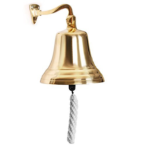 Ships Bell Pub Last Orders Bell Wall Mountable - Ideal for Pubs & Home Bars - Elegant Brass Finish, Lightweight Design with Self-Locking Mechanism - 4 Inch by Chabrias Ltd