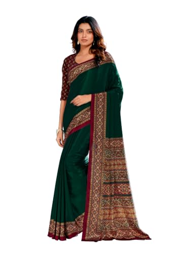 Image of Jaanvi fashion Women's Crepe Silk Saree with Unstitched Blouse Piece | Soft Lightweight Traditional Ethnic Wear Saree for Party, Wedding, Festival
