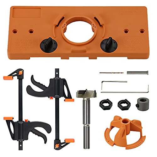 Concealed Hinge Jig, Hinge Drilling Jig Hole Puncher Guide Locator Woodworking Tools With 35Mm Forstner Drill Bit And 2Pcs Quick-Grip Bar Clamps, For Kitchen Cabinet Doors Hinge #TOP5