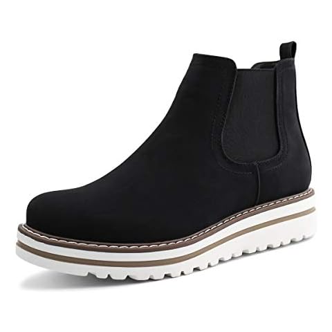 JABASIC Womens Chelsea Elastic Ankle Boots Waterproof Flat Boots (7,Black) Cover