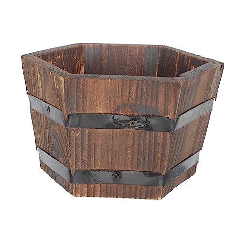 Levemolo Maceta de Madera Hexagonal Mediana Vintage para Plantas Verdes Decoración de y Oficina Resistente para Interior y Exterior