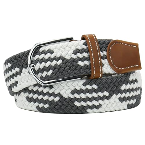 Image of Multicolored Elastic Woven Golf Belts Casual Braided Stretch Belt for Men and Women