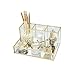 Kosmetikorganiser - HARLIANGXY - Make up Organizer - Beauty Organizer Tray - Make up Pinselhalter Gold - Glas Kosmetikbox - Schmink Aufbewahrung - Schminkpinsel Behälter - 20 x 14 x 10 cm