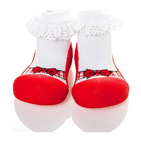 Attipas New Ballet Red Size M Barefoot Baby Shoes Slippers Non Slip Rubber Soles Cover