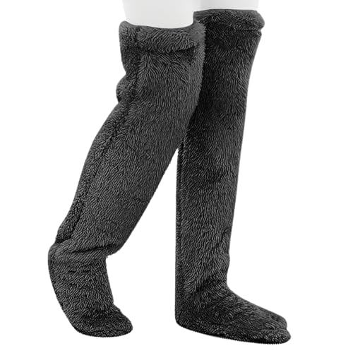Wanheart Over Knee Lightweight Fuzzy Socks, Plush Slipper Stockings, Cozy Leg Warmers for Men & Women, Home Lounge & Sleep