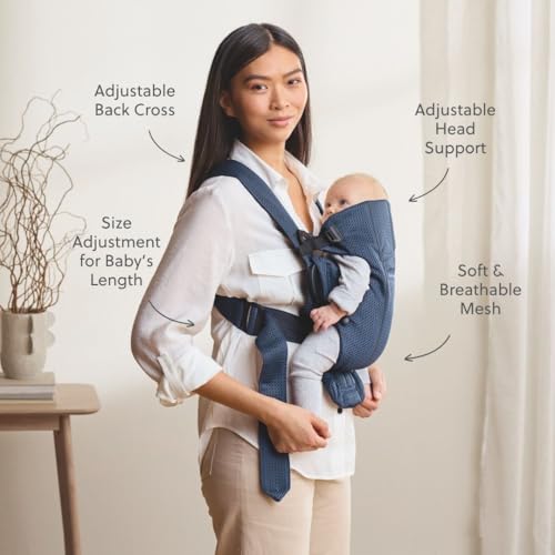 Image of BabyBjorn Baby Carrier Mini,Navy Blue, 3D Mesh | Newborn Carrier (7-15 lbs), Ergonomic, Easy-to-Use