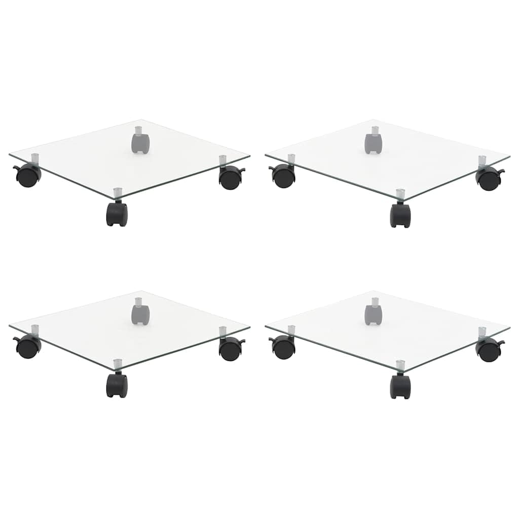 Lot de 4 roulettes carrées en verre trempé 35 x 35 cm