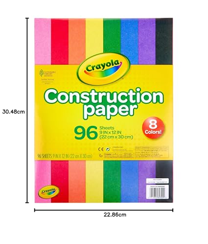 CRAYOLA Construction Paper (96 Sheets) | 9x12 Pad Containing 8 Classic Crayola Colours | Perfect for Art Projects & Classrooms