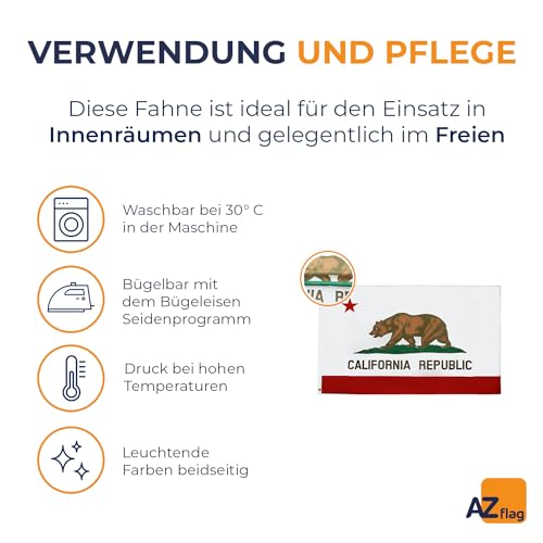 AZ FLAG - Flagge Kalifornien - 150x90 cm - Kalifornische Bundesstaat Fahne 100% Polyester mit Messing-Ösen - 110g
