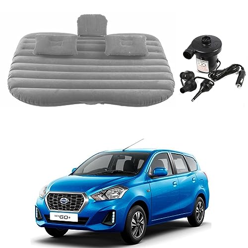 Image of Oshotto Multifunctional Car Travel Bed Mattress with Two Air Pillows, Car Air Pump Compatible with Datsun Go Plus (Grey)