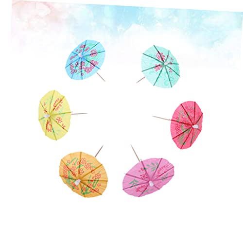 Holidyoyo Cake Supplies Hawaiian Cake Topper Hawaiian Decor Cocktail Parasol Picks Fruit Drinking Picks Cocktail Umbrella Picks Drink Favors Fruit Picks Umbrella Shaped Picks 200 Pcs Set #TOP4
