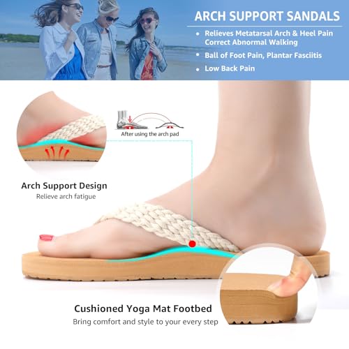 Image of STQ Women Quick Dry Flip Flops with Yoga Mat Sole Arch Support Thong Sandal | Instant Comfort Flip Flops With Padded Straps, Yoga Mat Cushioning, Non Slip Tpr Sole, Durable Design For Everyday Wear