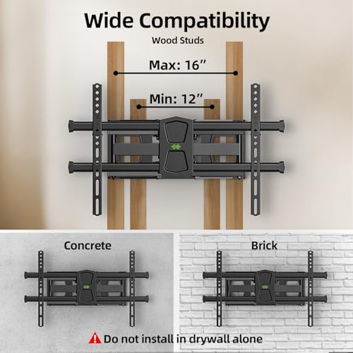 Image of USX MOUNT Full Motion TV Wall Mount for 42-82 Inch TVs up to 120lbs, Wall Mount TV Bracket with Articulating Swivel Tilt Extension Leveling, Max VESA 600x400mm Fits 12 /16 inch Wood Stud