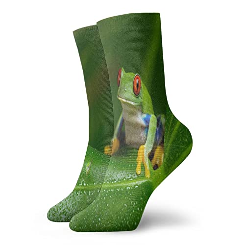 Crew-Socken mit roten Augen, Baum, Frosch, für Herren und Damen, atmungsaktiv, 30 cm Cover