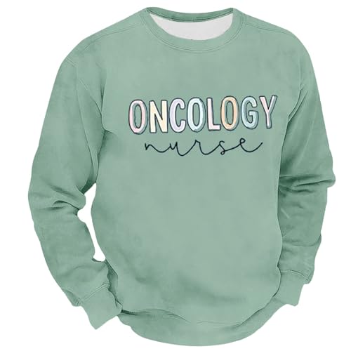 Sudadera de Cuello con Estampado Moderno Casual Manga Larga y Confortable para Hombre Uso Diario (Light Green, M) #218