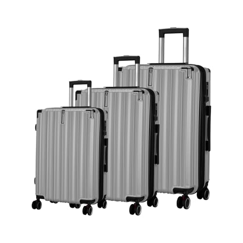 Image of Maleta Nova Set of 3|20''+24''+28''| 8 Spinner Shock Absorbing Wheels,TSA Lock, Expandable| Trolley Bags for Travel | Travel Bags for Luggage |Suitcase Set of 3 (Grey (Small-Medium-Large))