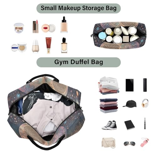 Large Travel Duffel Bag, Sun Moon and Dreamcatcher Sports Tote Gym Bag, Shoulder Weekender Overnight Bag for Women Men, Carry On Luggage with Toiletry Bags4