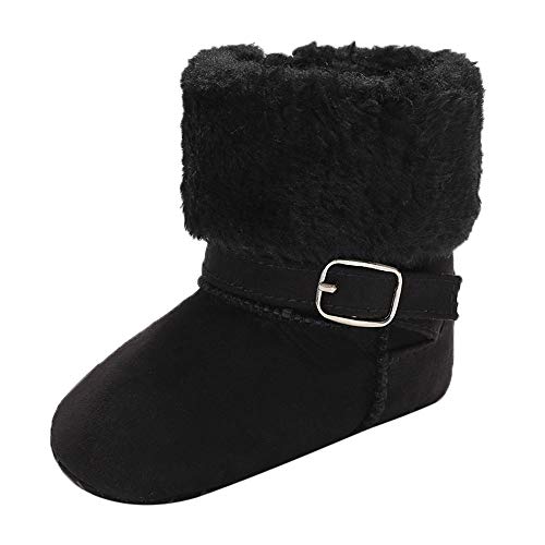 Lucoo baby boots,Baby Girl Soft Booties Snow Solid Cashmere Boots Toddler Warm Shoes (Black, 12~18 Months(US:5.5))