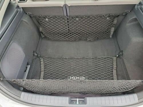 (Qty.3) Trunk Organizer Cargo Nets for Hyundai Ioniq 2020-2022 – 1 Floor + 2 Envelope Style Cargo Nets for Hatchback – Premium Mesh Elastic Car Organizer – Compatible with Ioniq