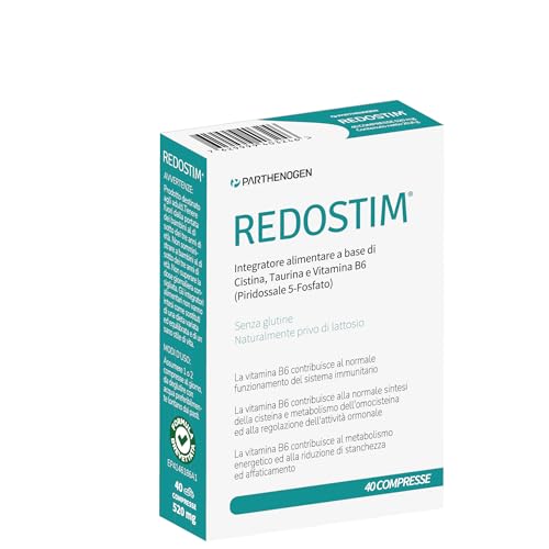 Redostim® - Integratore Alimentare per il benessere metabolico - Uomo e Donna - Vitamina B6 in forma attiva - P5P - Formula Brevettata - 40 compresse 520 mg