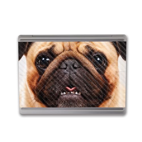 Image of MightySkins Carbon Fiber Skin Compatible with Microsoft Surface Laptop Go 3 (2023) Full Wrap Kit - Pug | Protective, Durable Textured Carbon Fiber Finish | Made in The USA