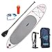 Planche de stand up paddle gonflable avec accessoires haut de gamme ISUP incluant pagaie réglable, aileron, laisse, pompe à main, sac à dos pour jeunes et adultes (rouge)