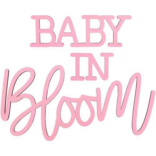 Baby In Bloom Wooden Sign with Pink Painted for Babyshower Boy or Girl Gender Reveal Baby in Bloom Banner Party Decor and Backdrop Wall Photo Prop?Pink?