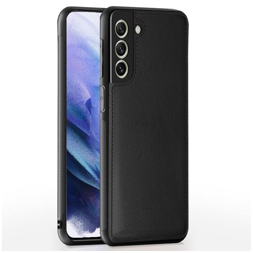 Image of Leather Case for Samsung Galaxy S21FE Premium Protective Stylish Slim Cover with Shockproof Raised Edges Black
