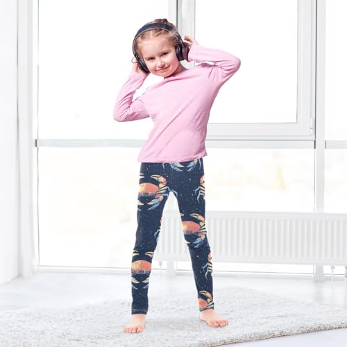 Boccsty Colored Crab Underwater Watercolor Girls Leggings Kids Yoga Pants Dance Active Tights 4T4
