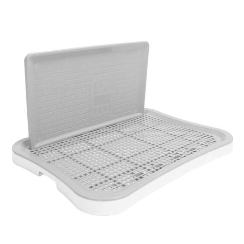 Image of Dog Potty Toilet, Indoor Dog Potty with Removable Splash Wall, Puppy Mesh Training Toilet, Portable Pee Pad Holder Pet Training Tray for Medium and Small Dogs (White)